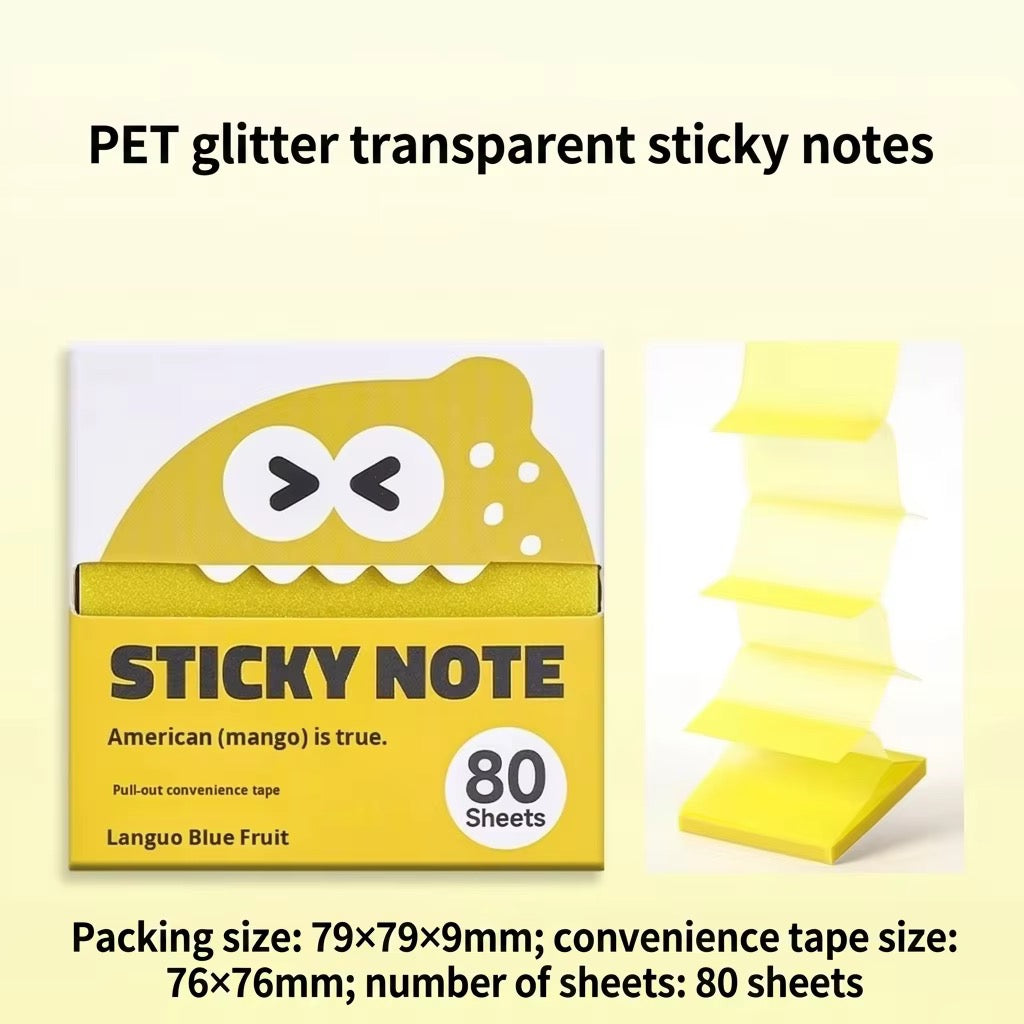Transparent Glitter Sticky Notes (6-Color Pack)