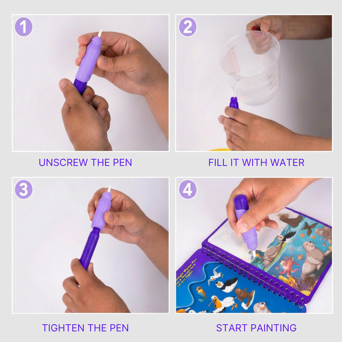 Magic Water Coloring Book Bundle - 4 Books